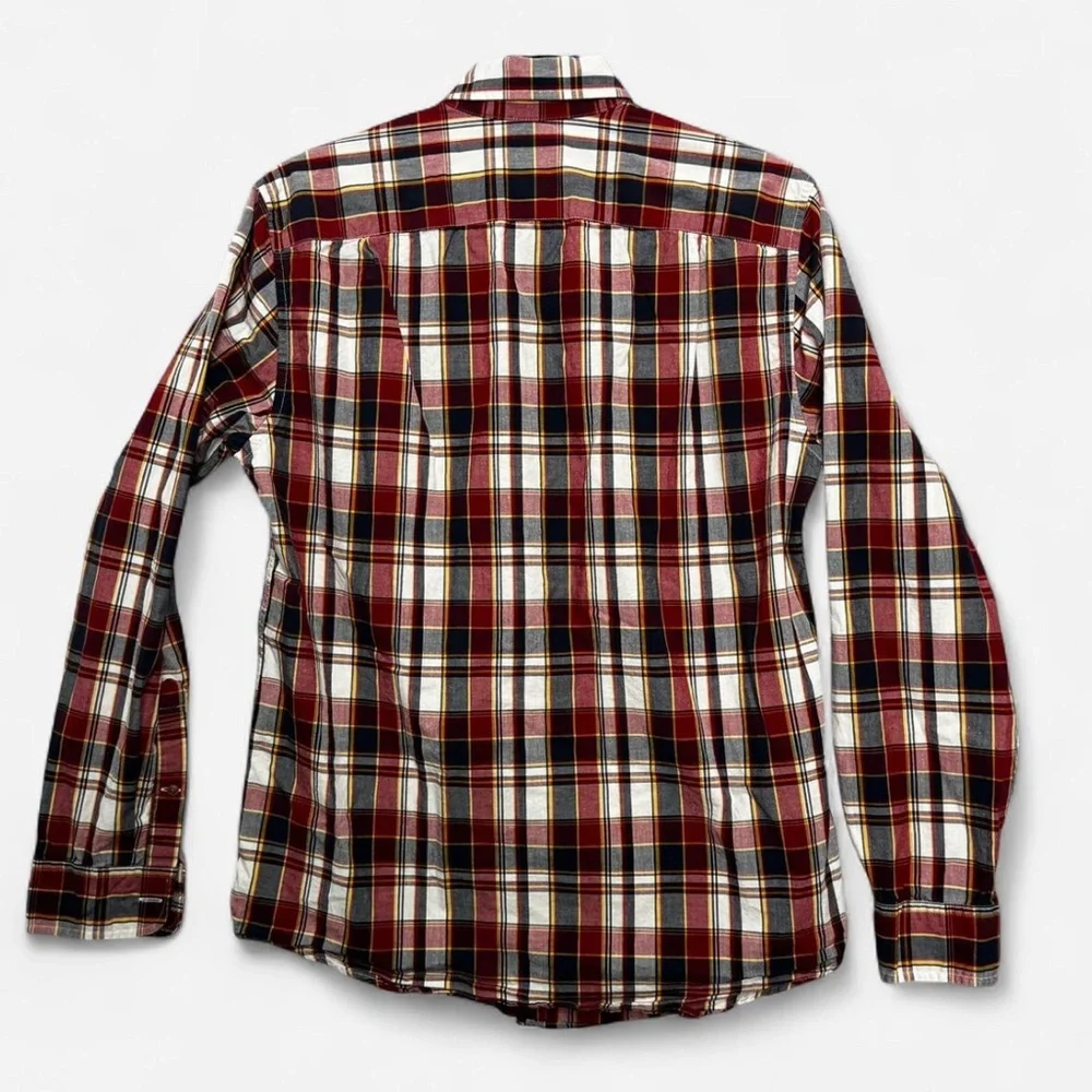 J. Crew Men’s S Red Blue White Plaid Long Sleeve Button Down Shirt Preppy Office